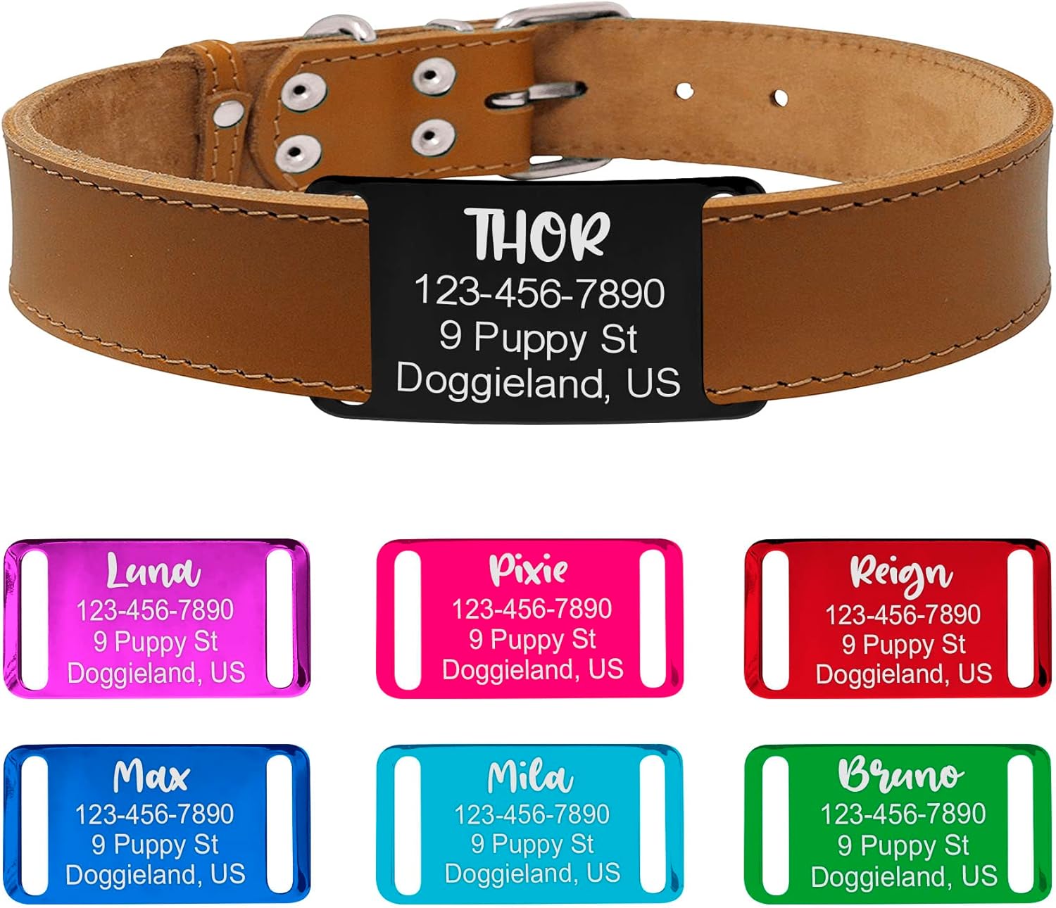 Slideon Dog Tags, No Jingle Aluminum Name Tags