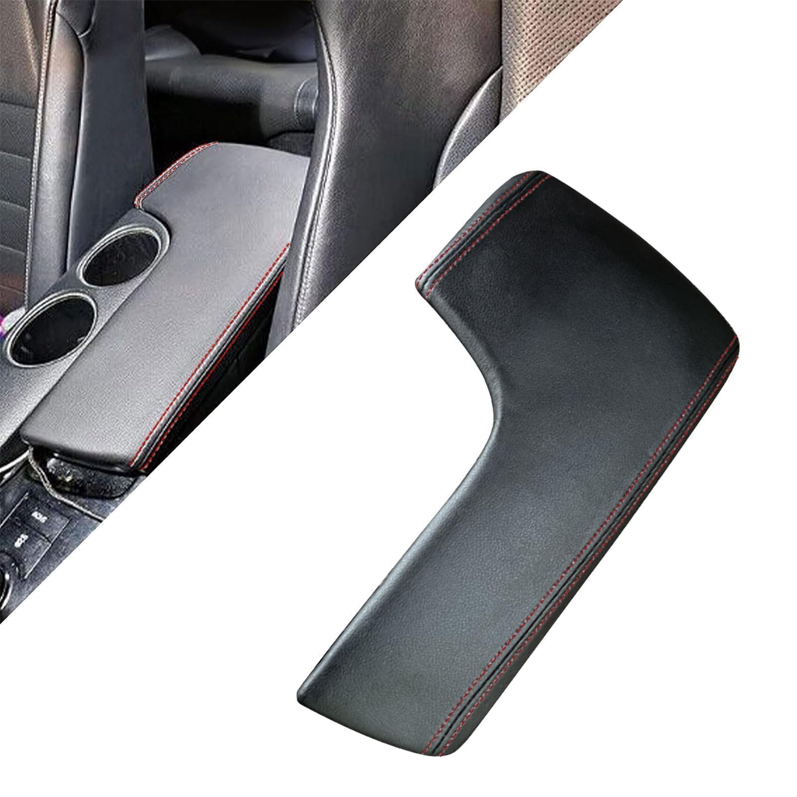 Leather Center Console Armrest Cover For Lexus IS200t/IS250/IS300/IS350 2014-2017 – Black With Gray Stitching