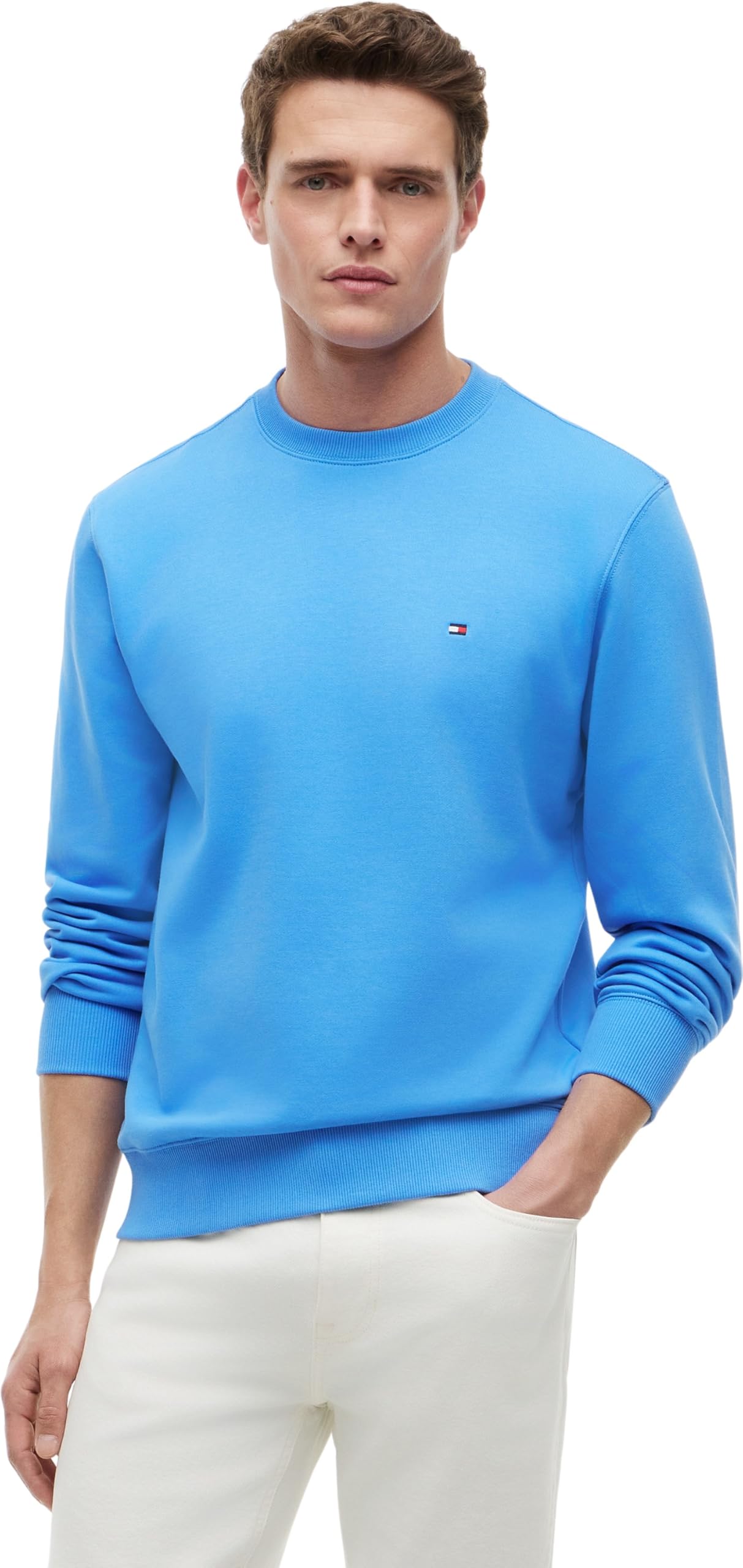 Tommy Hilfiger Sudadera Hombre Essential Terry Crewneck con Cuello Redondo, Azul (Blue Spell), S