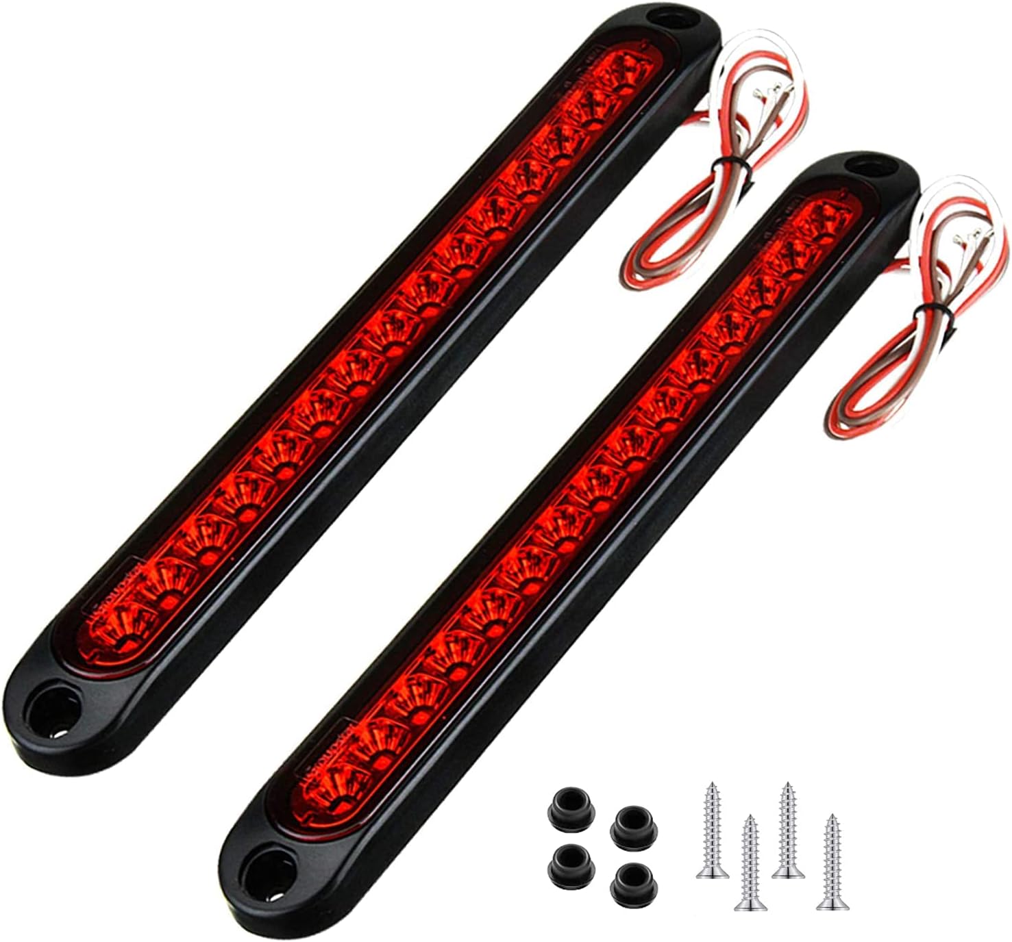 15 LED Trailer Brake Tail Light, LED Bar Stop Turn Tail Lights Waterproof Assembly Brake Strip Red Light for Marine Boats Golf Cart Offroad Truck RV UTV ATV, Waterproof Stop Tail Light Lamp 2pcs
