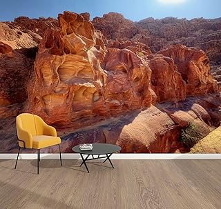 Peel & Stick Wallpaper Colored Canyon red Rocks Egypt Desert Sinai Peninsula Nuweiba Dahab Removable Waterproof Wall Mural Large Vinyl Self Adhesive Wall Decals Modern Home Decor Sticker 69"x96"
