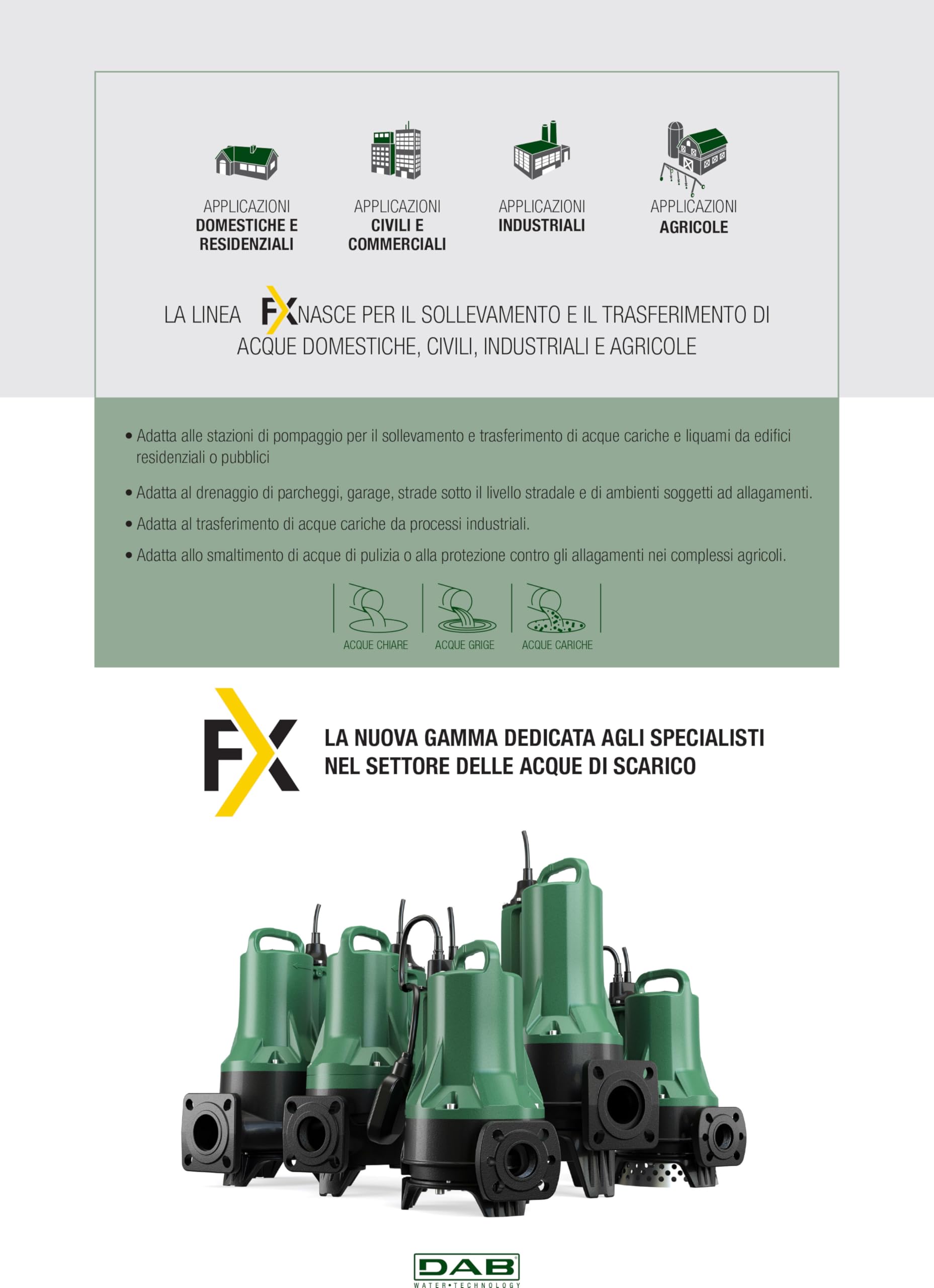 DAB GRINDER FX 15.15 S TNA HP 2,1 Pompa sommergibile trifase con trituratore per acque di scarico reflue in ambiti civili e commerciali