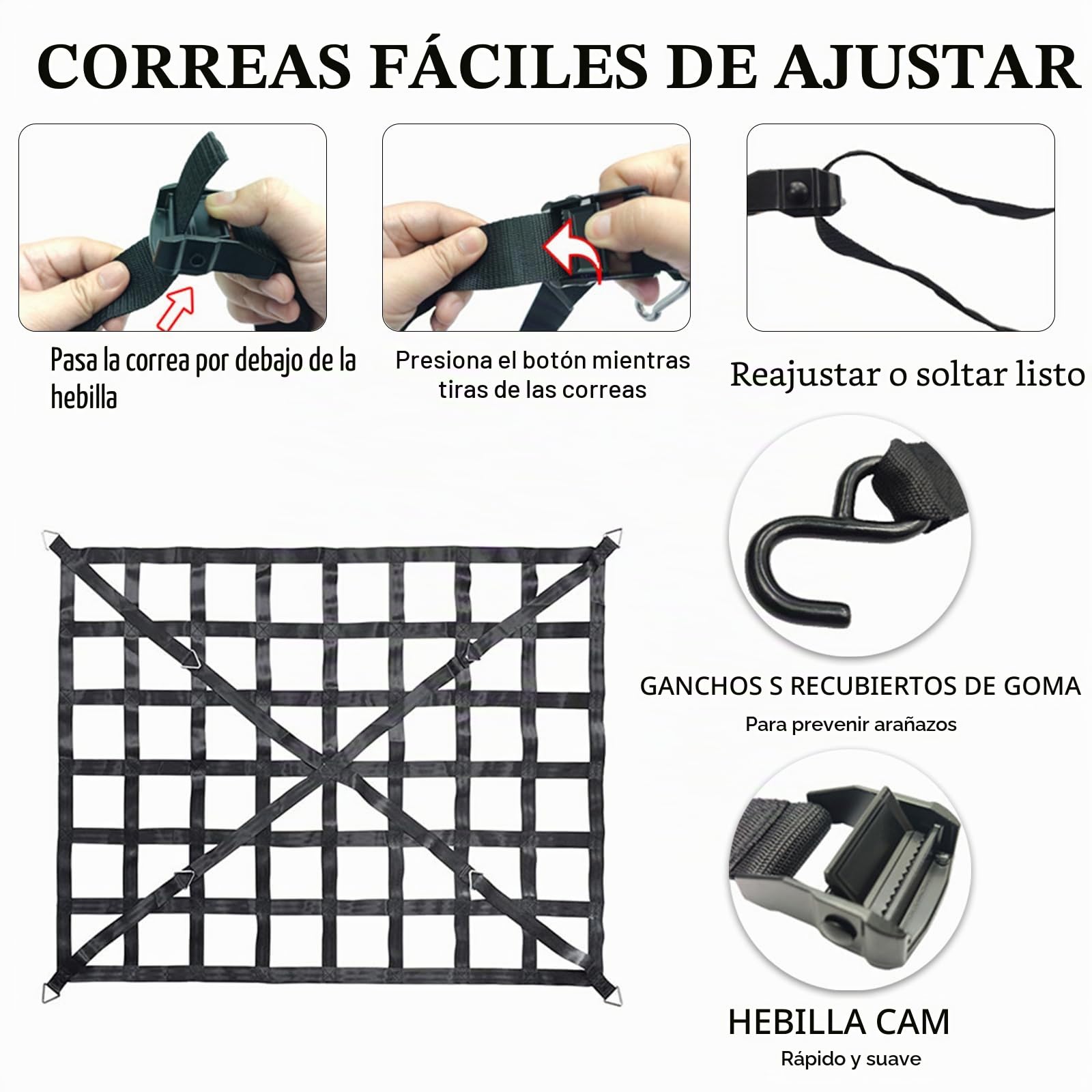 Red De Carga, 127 * 106cm Red De Carga para Pesada Camionetas Elástica Red para Equipaje Ajustable Organizadora De Red Sujeción De Carga Universal para SUV Van Carro Automóviles