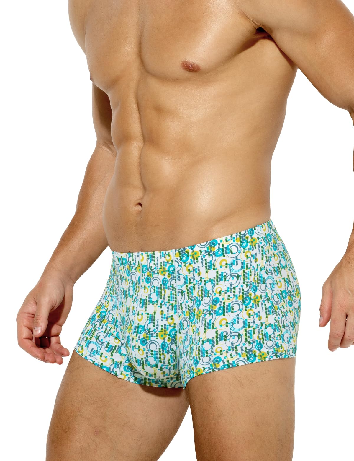 Arjen Kroos Mens Sexy Silky Underwear Printed Trunks Seamless Fitted Underpants