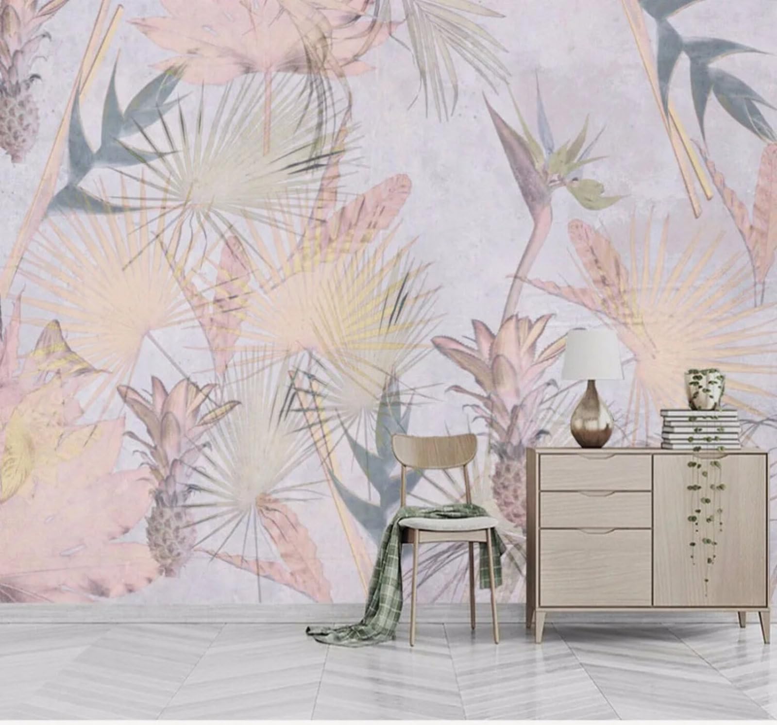 Retro Hand Drawn Plants Creative Art 3D Wallpaper Easy Install Feature Office Living Room Sofa Bedroom TV Background Wall Decoration-400cm×280cm