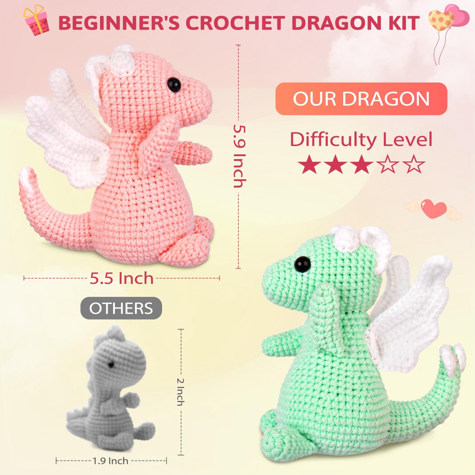 Crochetta Kit de ganchillo para principiantes, kit de inicio de ganchillo con tutoriales de video paso a paso, kit de ganchillo para principiantes, kit de ganchillo para principiantes, kit de