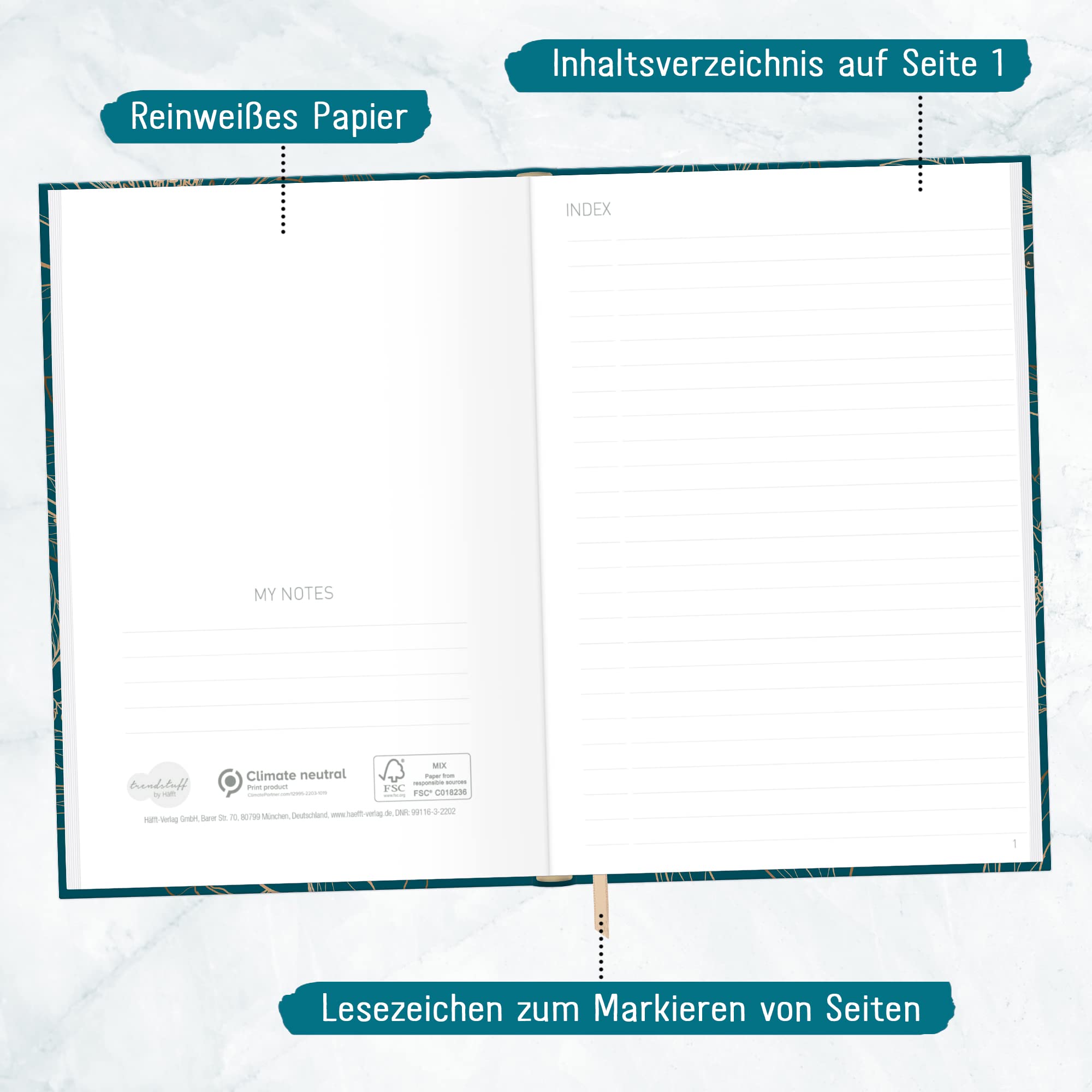 Taccuino A5+ A Righe Trendstuff - Quaderno Con Elastico, 156 Pagine Per Bullet Journal O Appunti, Sostenibile - Foto 6