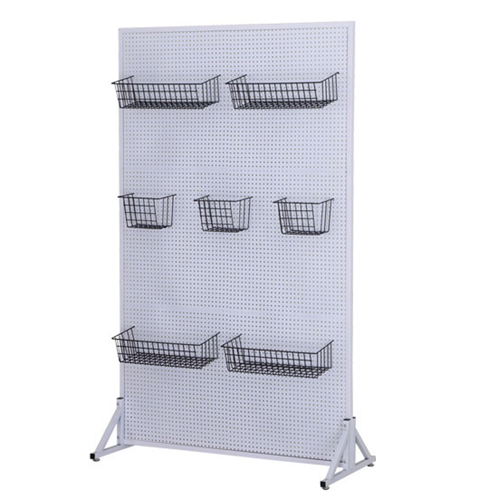 Generisch Metalowa tablica wtykowa z 20 haczykami, stojąca tablica wystawowa, organizer na narzędzia, do warsztatu supermarketu (biała, 100 x 120 cm)