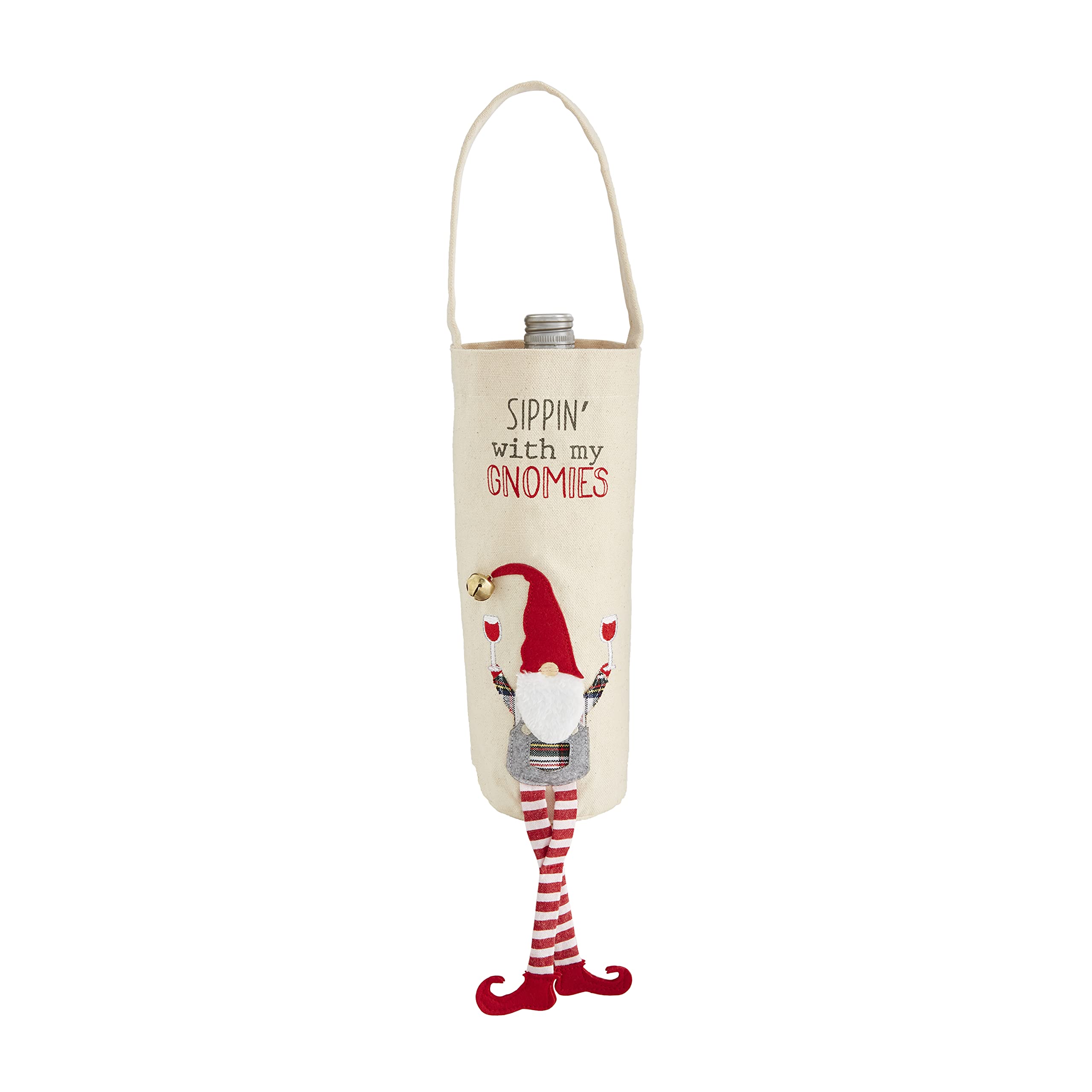 Couvre-bouteille gnome Mud Pie pour cacher les étiquettes et décorer le repas de Noël
