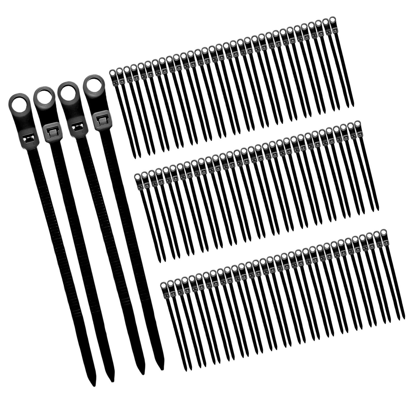 of 100 Heavy Duty Nylon Fastening Straps with Screw Holes for Secure Wire Management and Organization Home Wiring Organizers