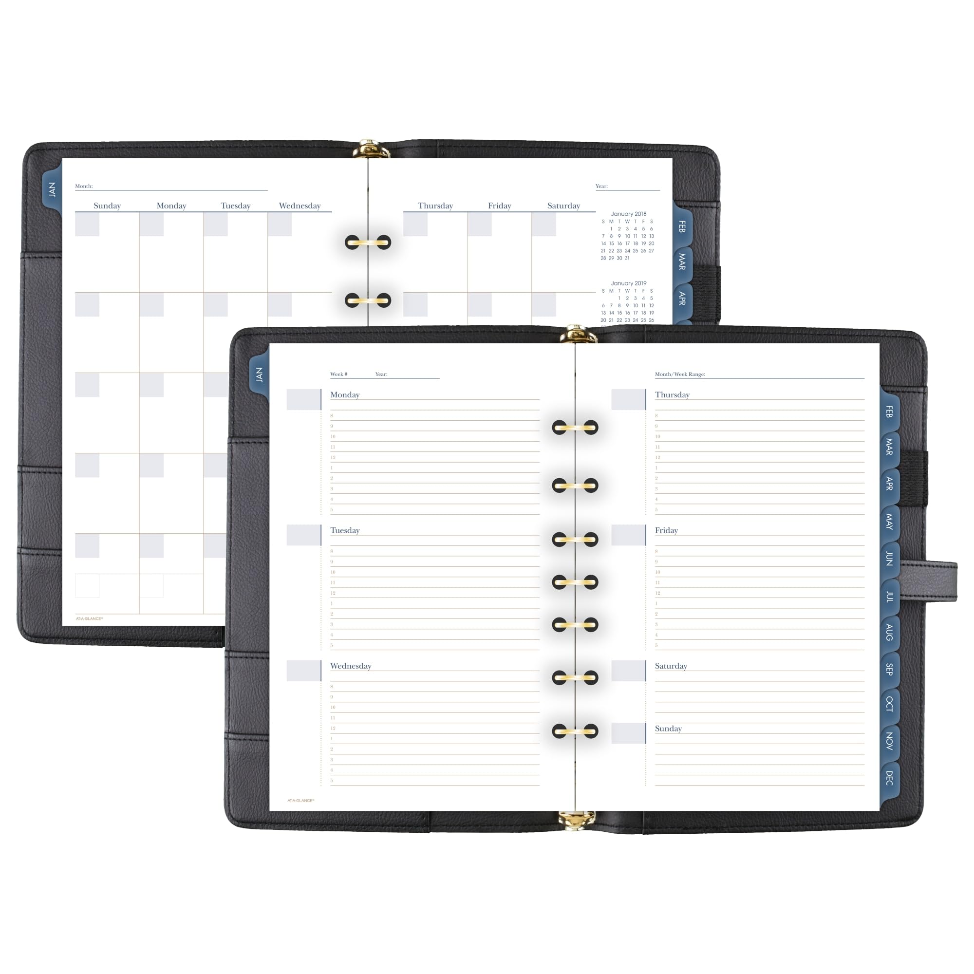 AT-A-GLANCE DR1118-040-05 - Set di 7 anelli, in finta pelle, per scrivania, 15 x 20 cm, colore: nero