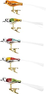 Kurt Adler Early Years Glass Clip-On Bird, 4.5-Inch, Set of 5