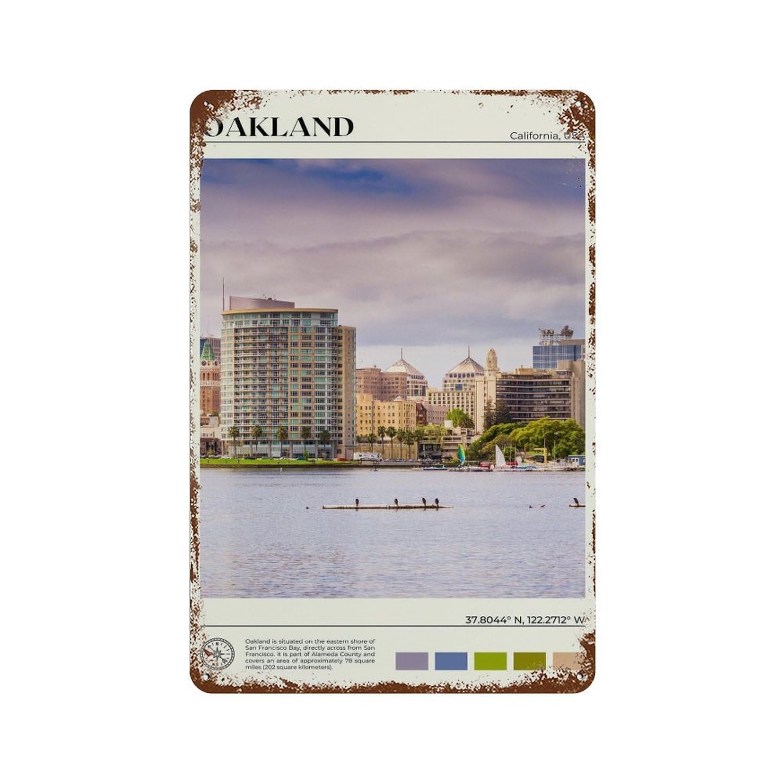 xiaoxiaoshen Real Photo Oakland Decor California Wall Decor Art Metal Tin Poster Modern Home Decor Art Home Bar Shop Decorations Vintage Sign 30x20cm