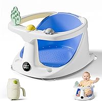 Vista 11 de Asiento de baño para bebés de 6 meses en adelante, asientos de bañera para bebés sentados con taza de enjuague, antideslizante, cómodo, esenciales