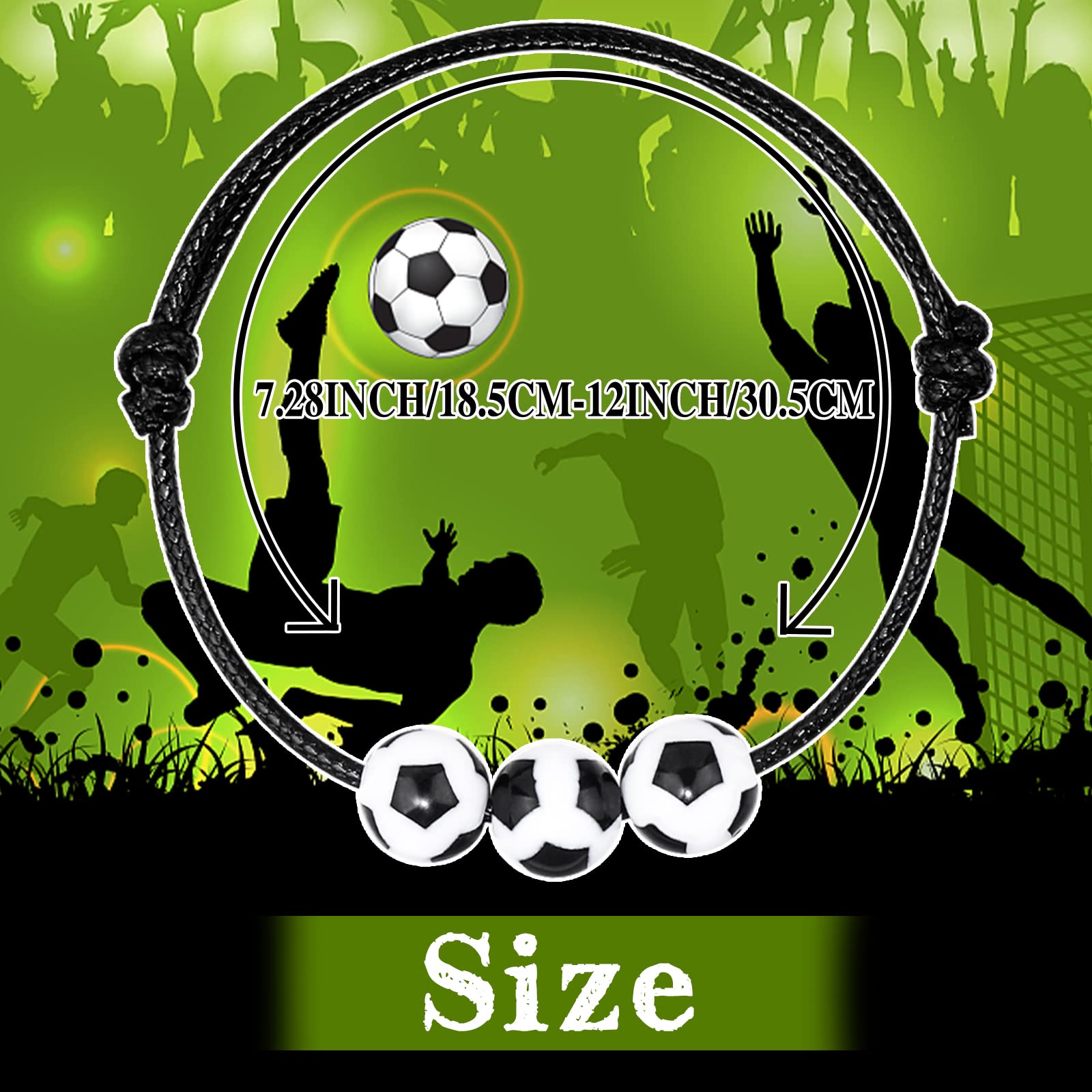 HLenyoy 20Pieces Football Charm Bracelets Friendship Bracelets for Kids Boys Men Adjustable Inspirational Bracelets Football Party Favors Gift Bag Fillers - Image 3
