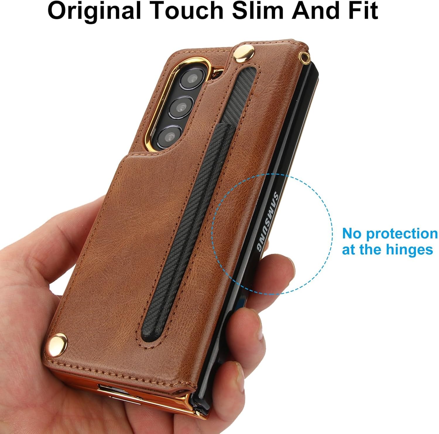 for Samsung Galaxy Z Fold 6 Wallet Case with S-Pen Holder and Credit Card Holder, Built-in Front Screen Flim Protector,Luxurious Leather Magnetic Clasp Kickstand.(Brown)