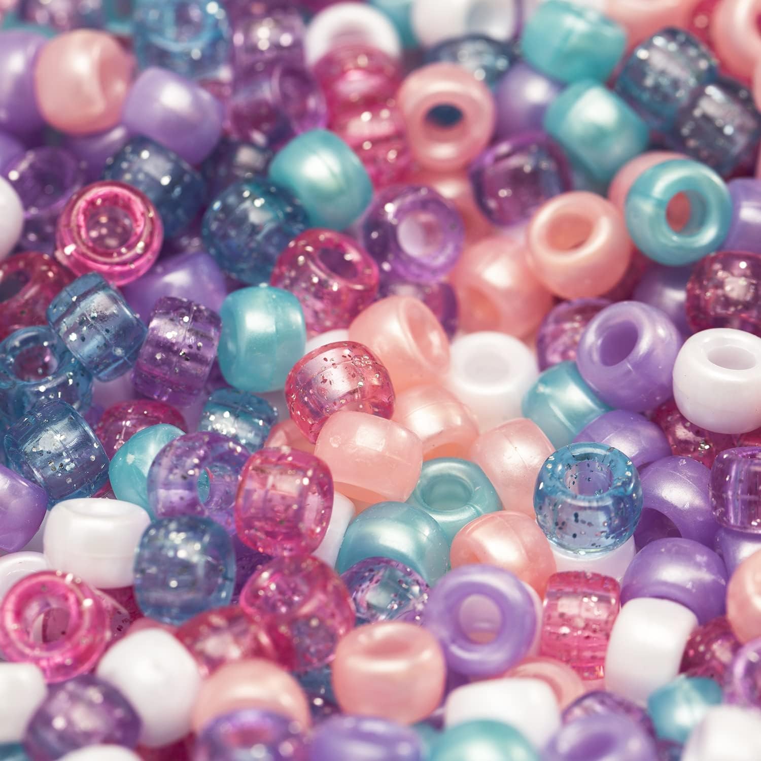 1000 Pcs Pony Beads 6x9mm Bulk Translucent Opaque Pearlescent Beads - Image 3