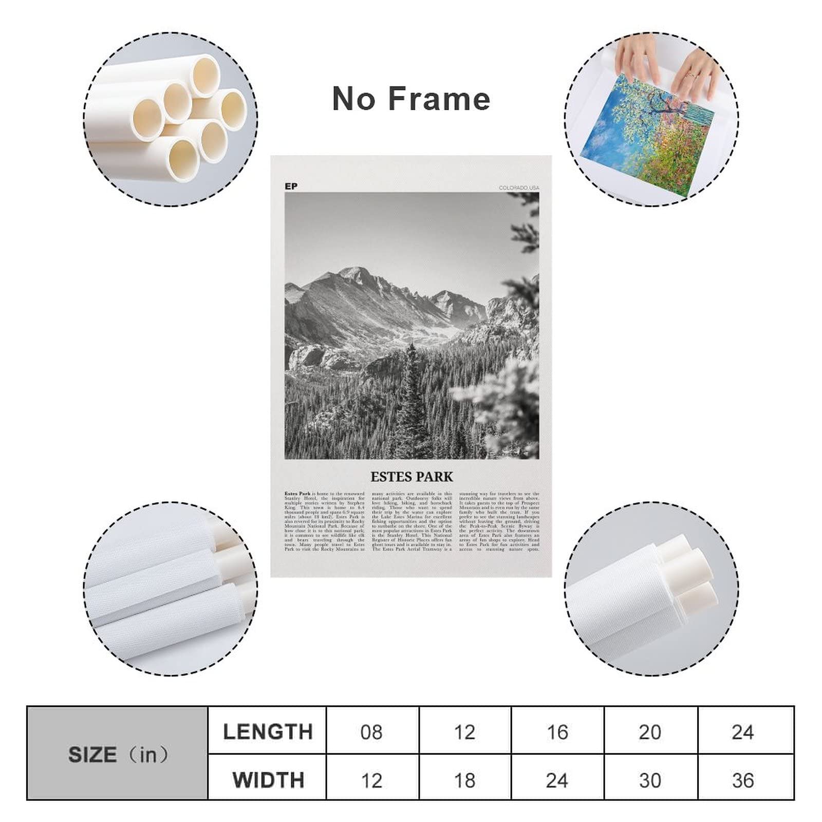 Estes Park Print Black And White, Estes Park Wall Art, Estes Park Poster, Estes Park Photo, Estes Pa Canvas Art Poster And Wall Art Picture Print Modern Family Bedroom Decor Posters 20x30inch(50x75cm)