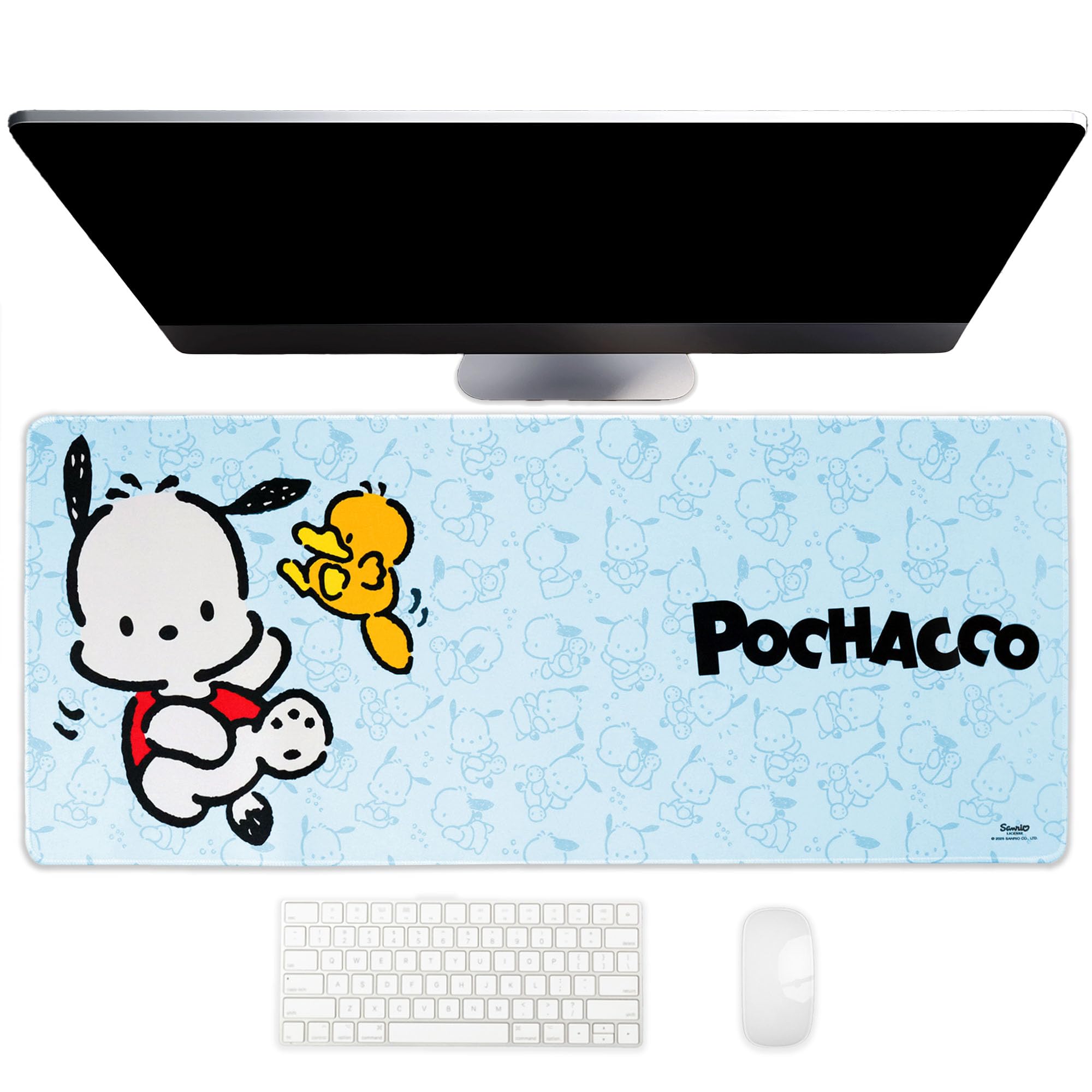 Hello Kitty Jumbo Pochacco Desk Mat, Large Desktop Mousepad, Kawaii Desk Pad, Cute Hello Kitty Decor, 70 x 30 cm