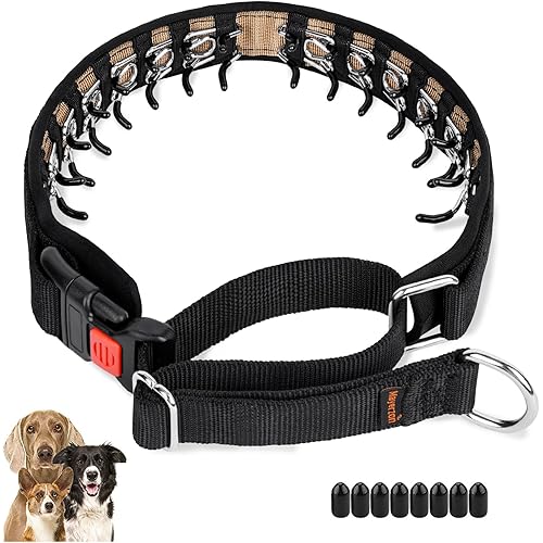 Mayerzon Dog Collar, Patented Martingale No Pull Collar for Small Medium Large Dogs with Buckle for Walking Training, Hidden Design (Black, Medium,2.5mm,20-Inch,14.5-18.5" Neck)