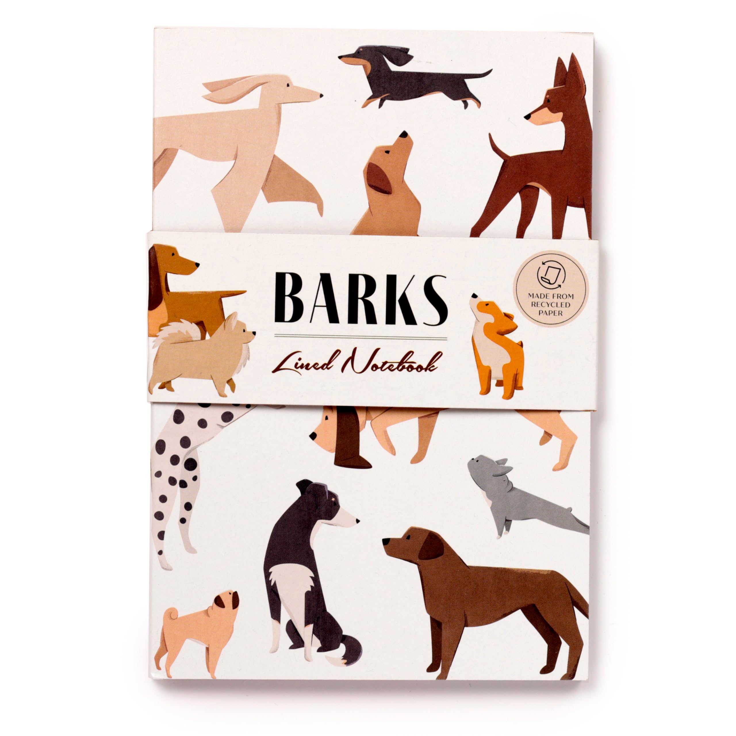 Puckator Barks Dog Recycled Paper A5 Notebook - School Teacher Student Homework Study Planner Notepad - Collage University Essentials Journals Planners - Jotter Uni Gifts Stationery Supplies
