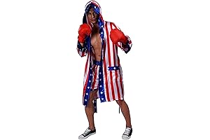 Adult Satin American Flag Boxing Costume Men
