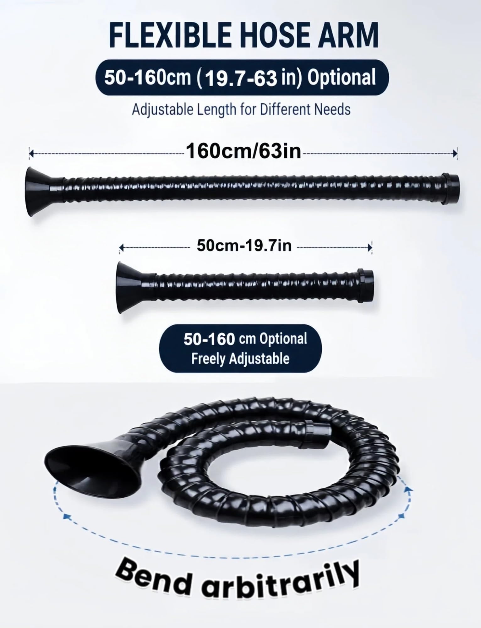 Sistema de extracción de humos de soldadura, brazo de manguera flexible con capucha antipolvo para una extracción eficiente del polvo y purificación del aire, tubo de posicionamiento universal