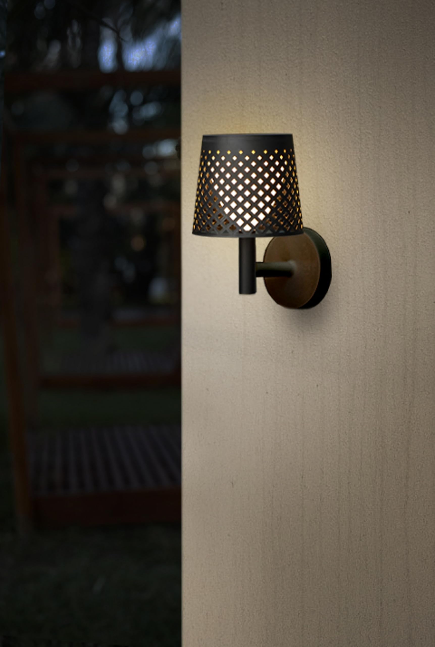 Greta - Aplique de pie o lámpara de pie para exterior con luz solar LED, color negro