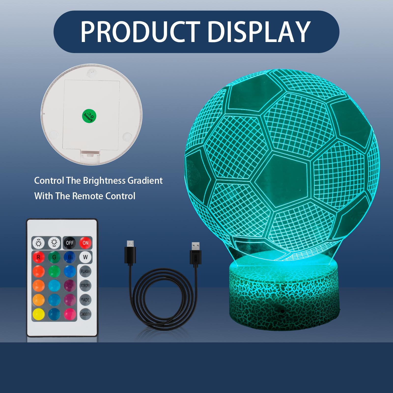 3d Calciatore lampada della luce di notte la luce di notte Illusion 7 cambiamento di colore Touch Switch tavolo scrivania lampade decorazione regalo di natale perfetto con acrilico