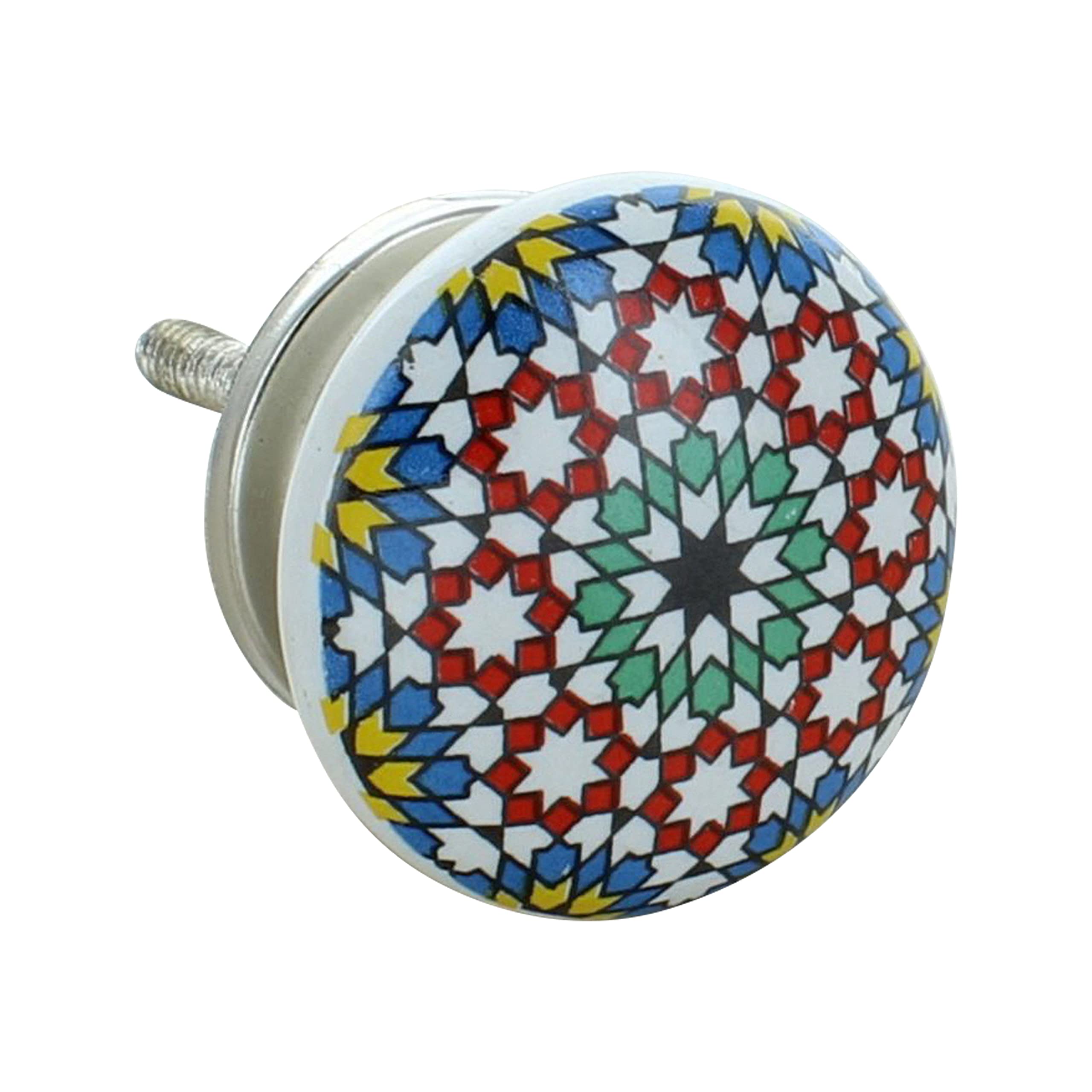 G Decor Multicolor Moroccan Ceramic Door Knob Vintage Shabby Chic Cupboard Drawer Pull Handle (Snowflakes Ll)