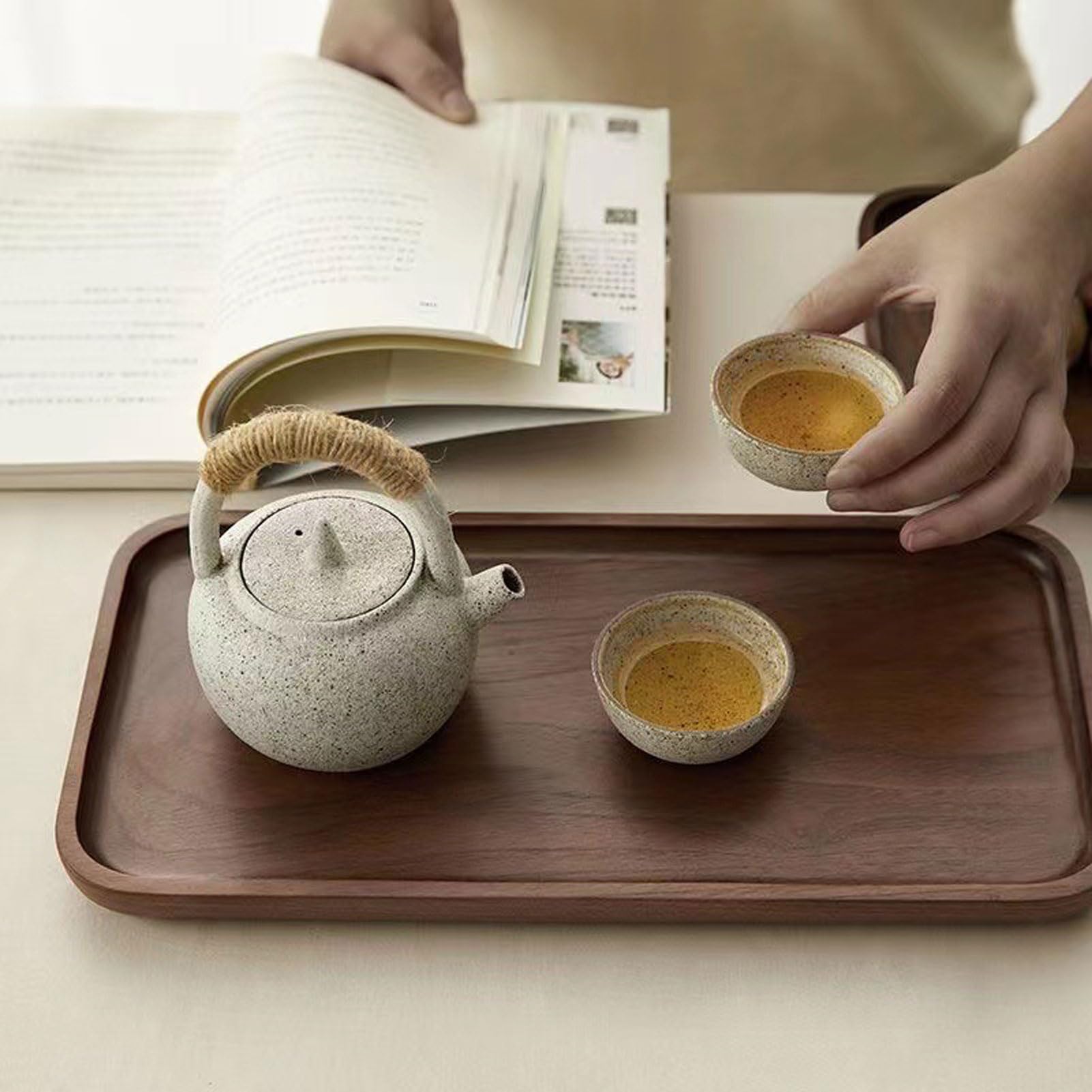 Bandeja de desayuno de madera, bandeja rectangular para alimentos y bebidas para aperitivos, bandeja decorativa para sala de estar, ideal para frutas, café y postres