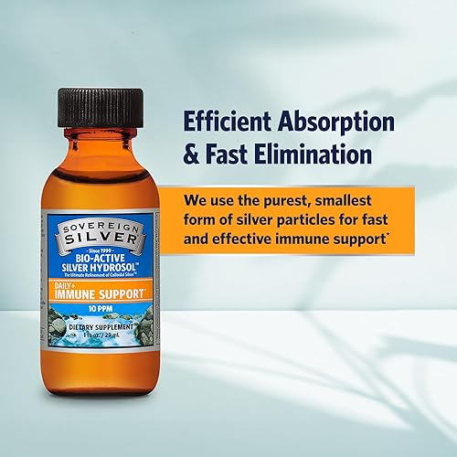 Miniatura 24 de Sovereign Silver Bio-activo plata hidrosol para apoyo inmunológico – 10 ppm, 48CS10, 16 onza, Plateado, 1, 1