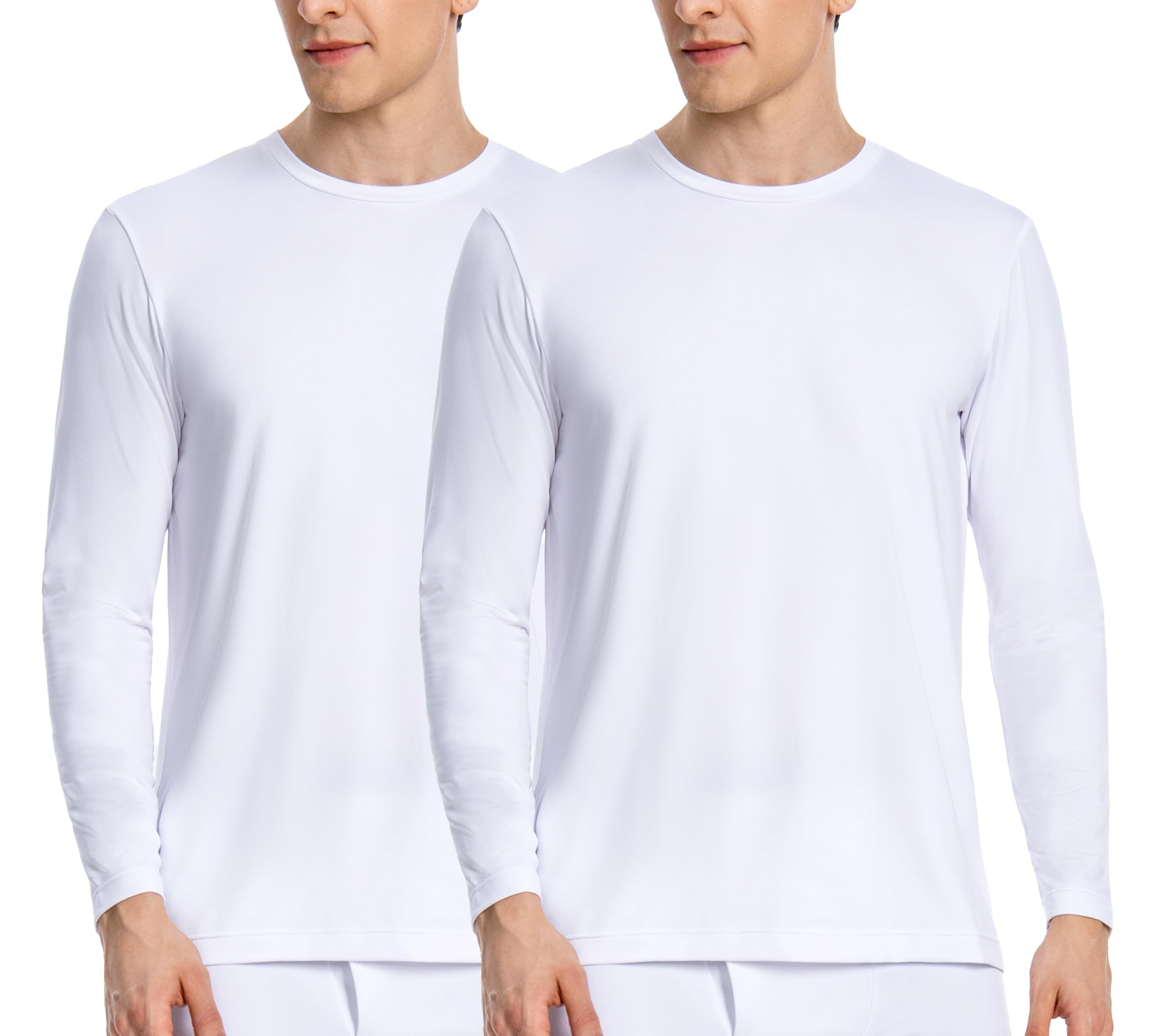 Nutria Haut Thermiques pour Homme Lot de 2, sous-vêtements avec Doublure en Polaire, Col Rond Maillot de Corps à Manches Longues Automne Couche de Base par Temps Froid Chemise Intérieur U07A