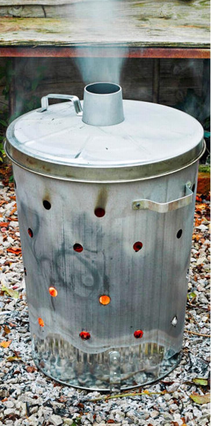 Unibos Mini Garden 15L Litre Galvanised Incinerator Small Fire Bin, Ideal for Burning Paper Leaves, Wood - Image 3