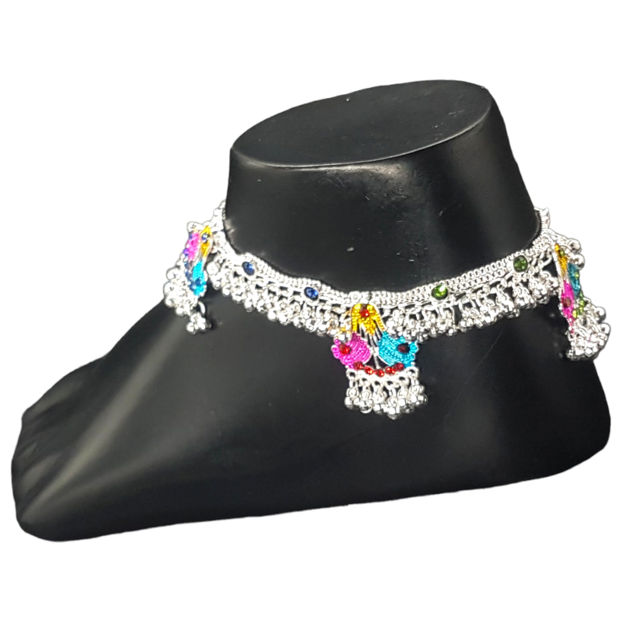 Vintage antique style sterling silver handmade solid chain ankle bracelet with amazing noisy jingle bells belly genuine jewelry anklet-image-33