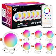 ILC 6 inch led recessed Light, Work with Alexa (Hub Required), App Controlled, RGB Color Changing, 16 Million Colors, CCT: 2700K-6000K, 14W, 120W Equivatlent, 1400LM, CRI 90, Bluetooth Mesh, 6 Packs