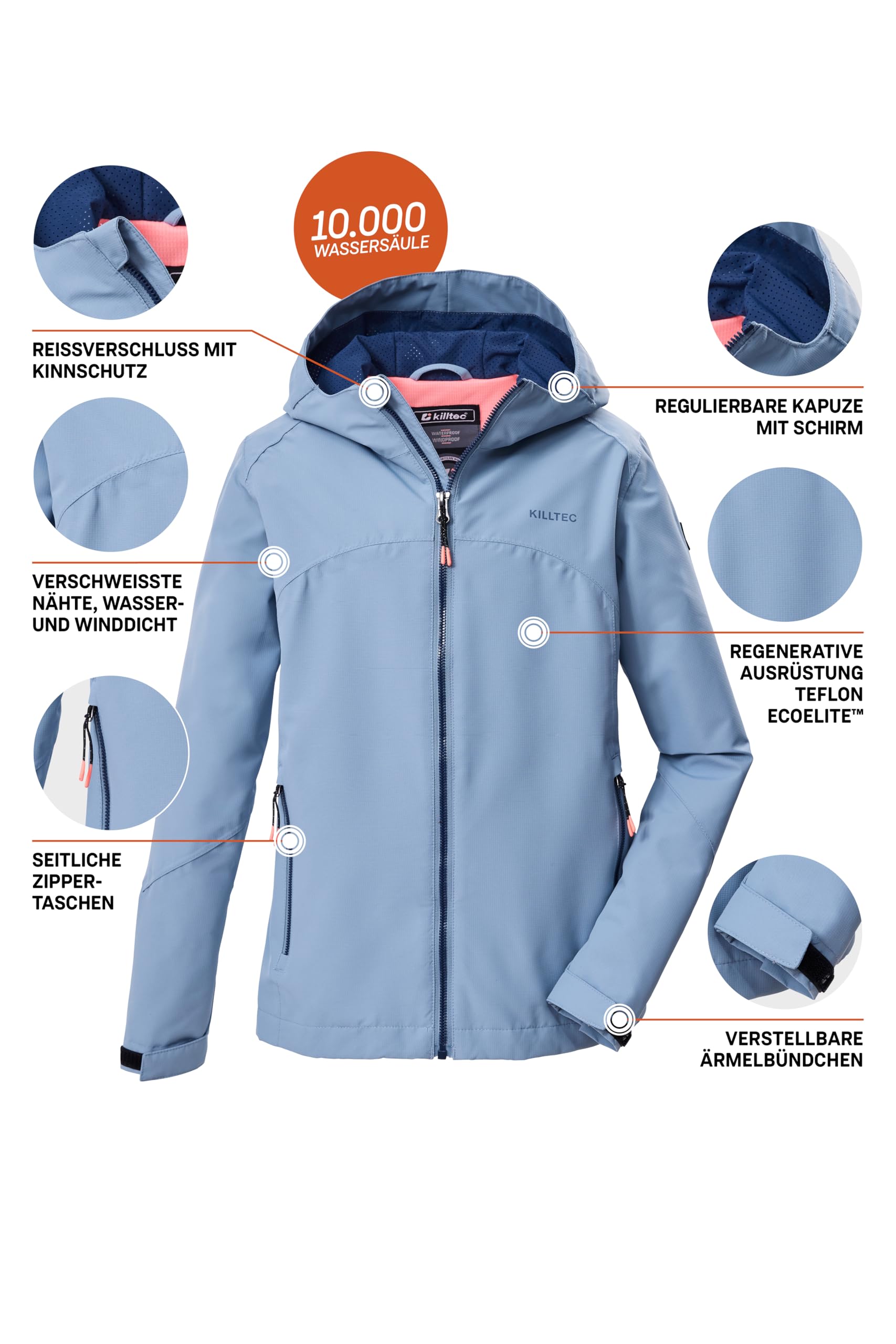 Killtec Mädchen Kos 157 Grls Jckt Funktionsjacke/Outdoorjacke wasserdicht mit Kapuze
