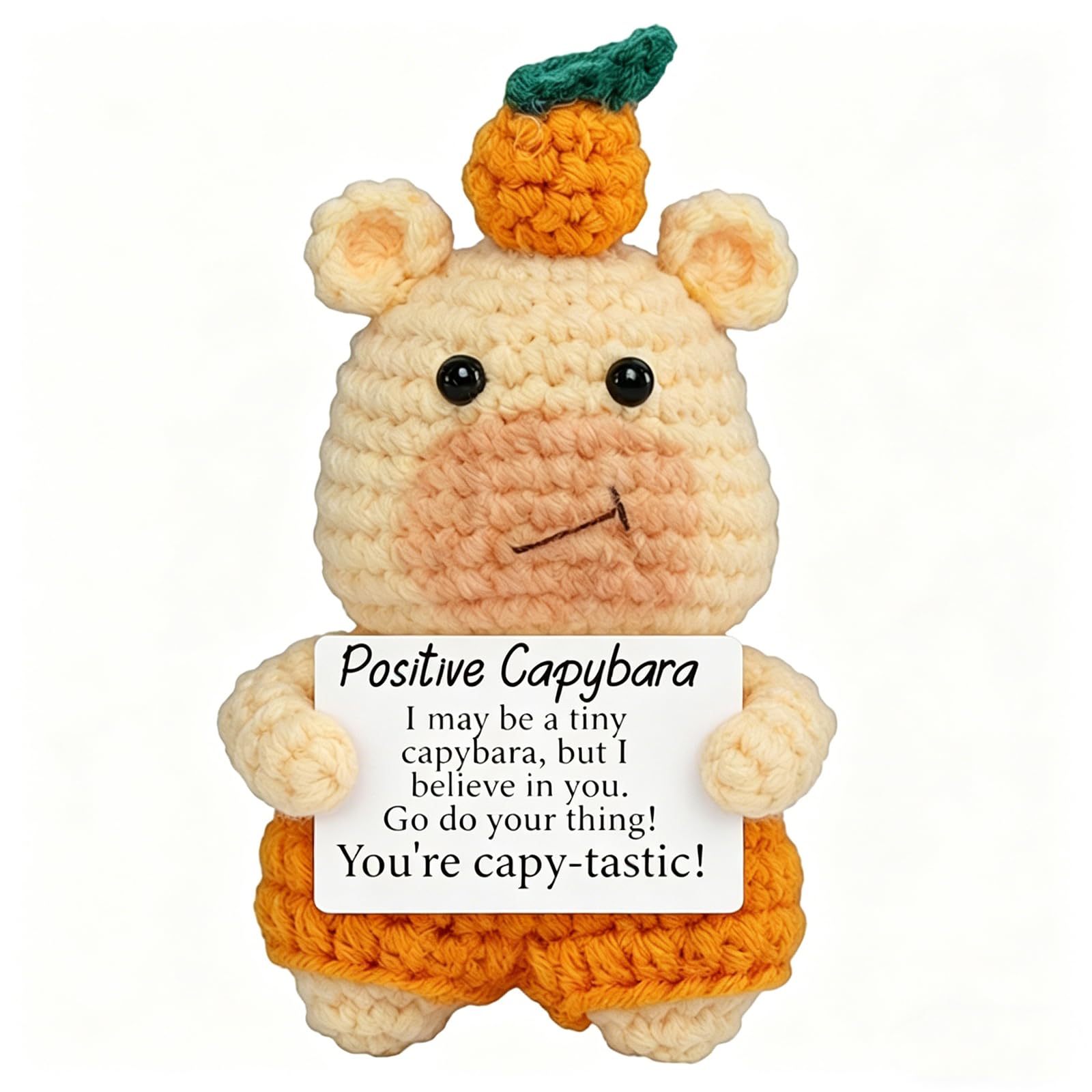Cunegra Positive Capybara, Emotion Support Capybara Gift with Positive Affirmation Cards, Funny Crochet Animals Good Luck Gifts for Women, Men, Friends, Co-workers
