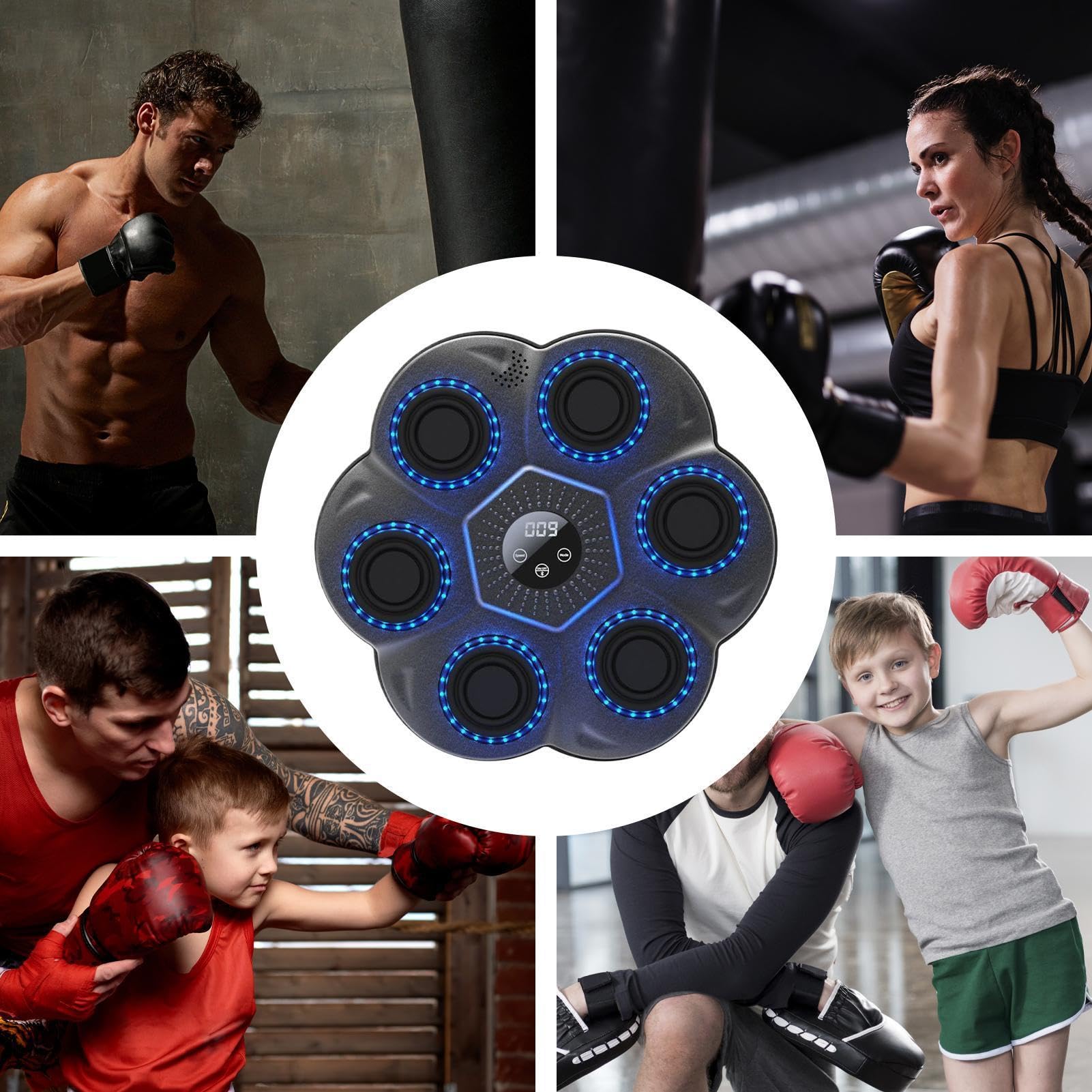 Macchina da boxe, 9 modalità di allenamento, per famiglia, studenti, adulti, uomini, donne, casa, interni, compleanno, palestra, allenamento, fitness, esercizio interattivo, allenamento intelligente