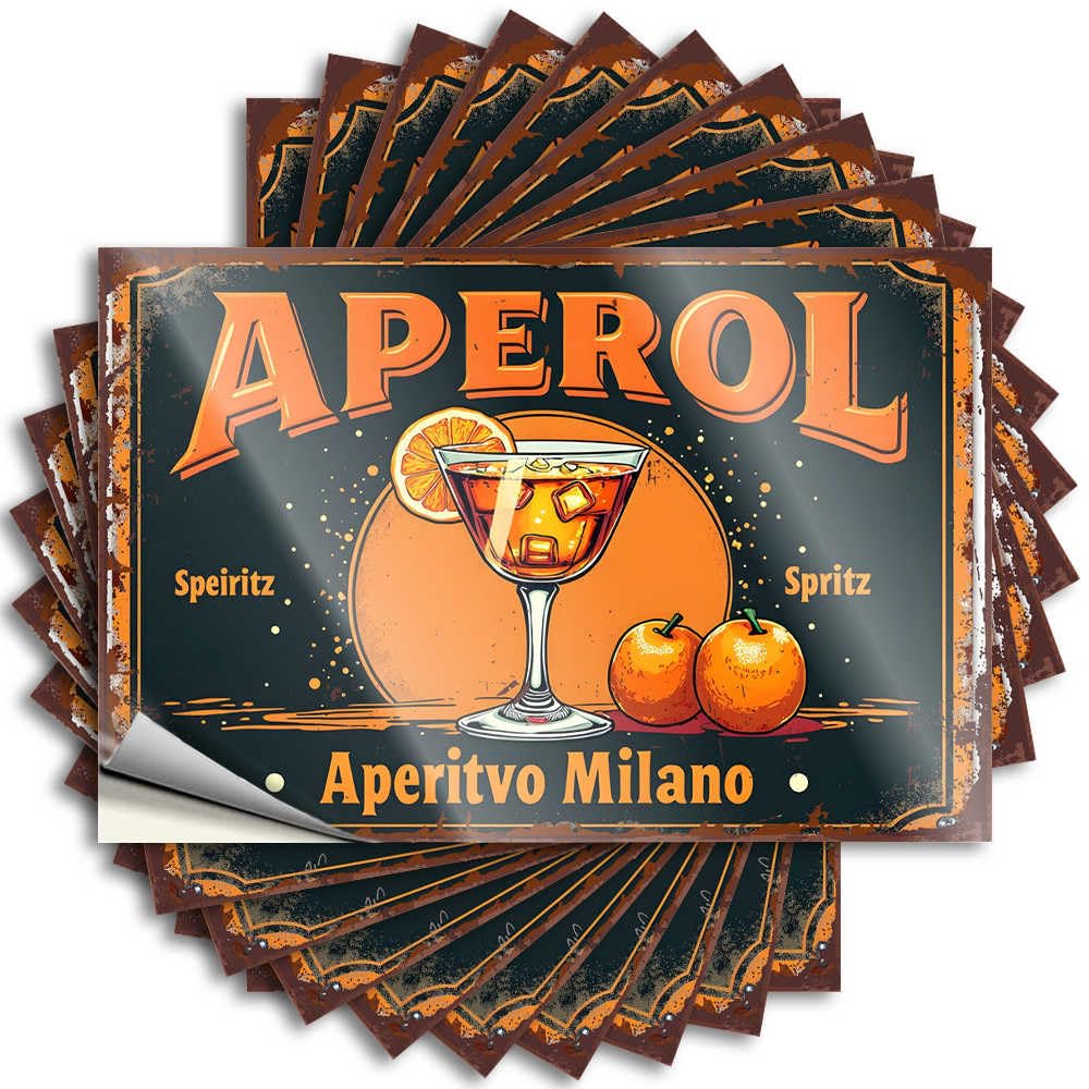 Aesthetic Saying Aesthetic Decals, Roll Cute Pattern Design for Science Notebook | Laptop Removable Vinyl Vintage Aperol Spritz Sign: Milanese Aperitivo Delight(8X12CM)