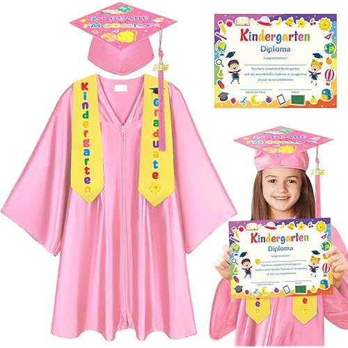 GZHOK Kindergarten Graduation Cap and Gown,Preschool Graduation Cap Tassel Stole Graduation Certificate