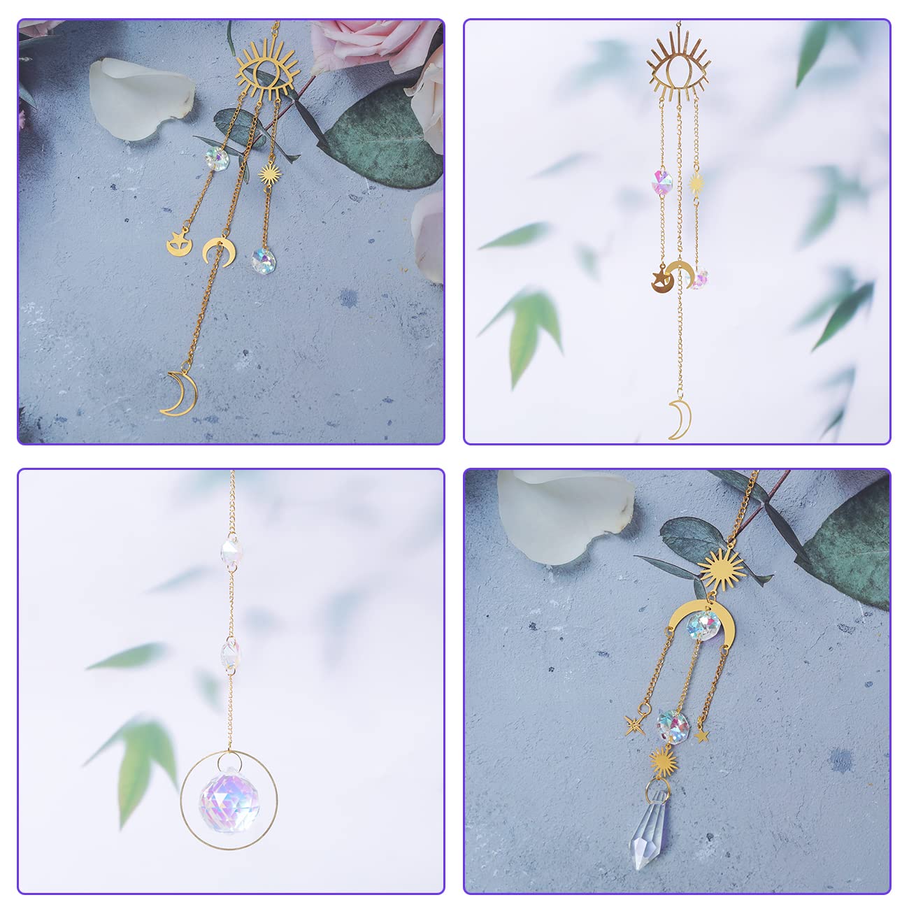 2 Acchiappasole In Cristallo Da Appendere, Prisma, Decorazione Da Appendere, Acchiappasole, Ciondolo Per Finestra E Giardino