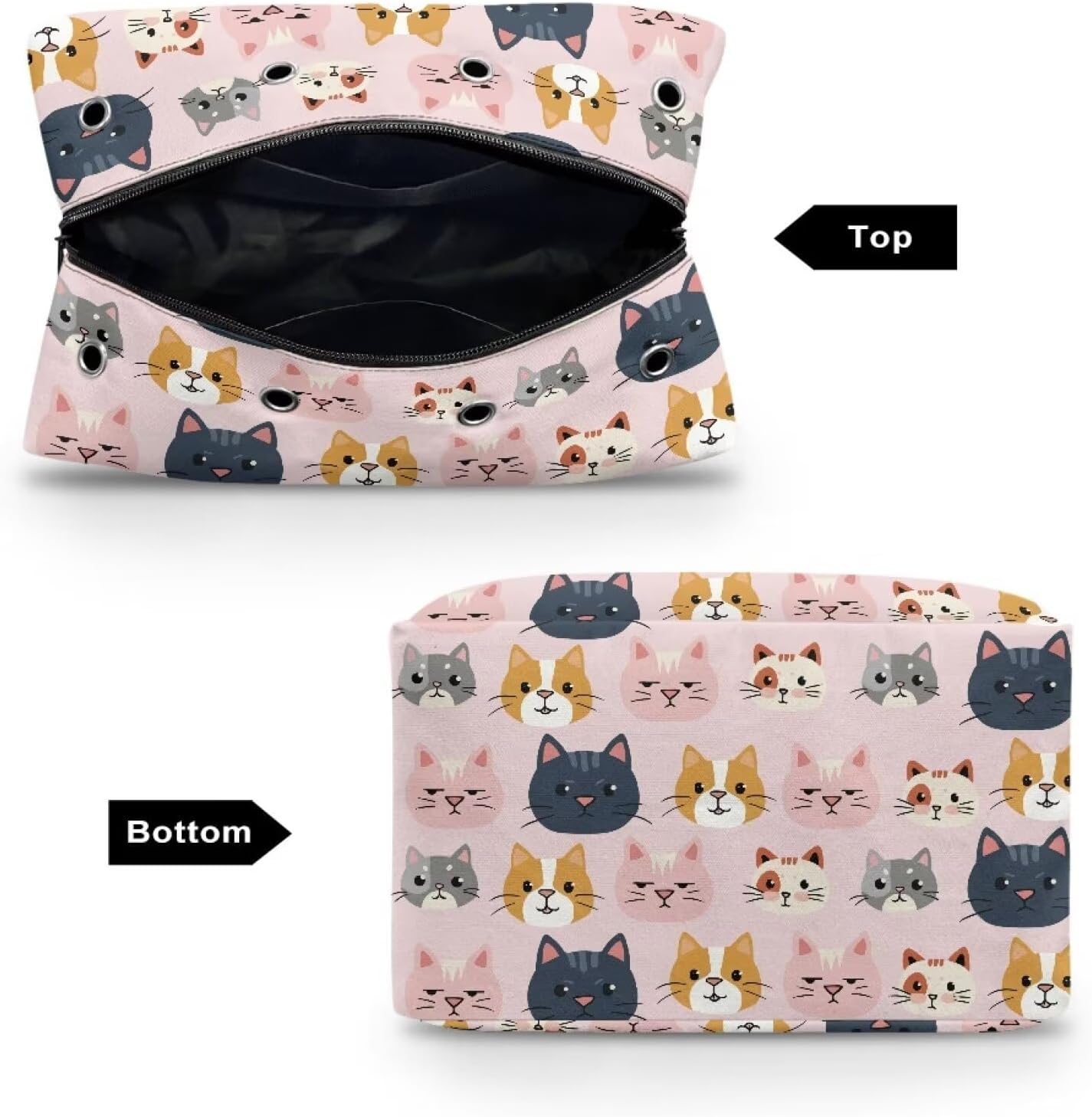 Mumeson Cartoon Cat Yarn Storage Bag Yarn Storage Bag for Crochet Hooks with Holes Yarn Storage Crochet Bag for Unfinished Projects
