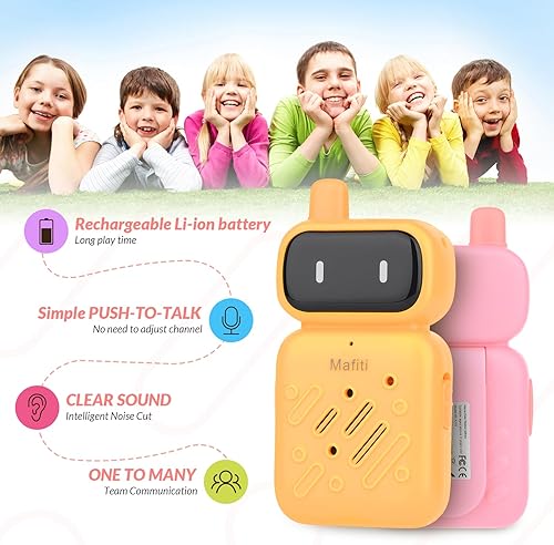 Miniatura 2 de Mafiti Walkie Talkies recargables para niños, paquete de 2 mini walkie talkie de largo alcance, radio de 2 vías de 0.6 mi, juguetes para niños,