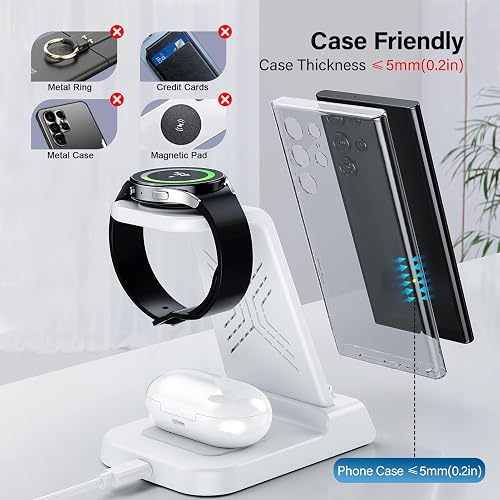 Chargeur Induction pour Samsung, Station de Charge 3 en 1 pour Samsung S25 Ultra/S25/S24 Ultra/S23/Z Flip 7/Z Fold 6, Chargeur sans Fil pour Galaxy Watch 8/8 Classic/Ultra/7/6/5, Galaxy Buds 3/3 Pro - 5