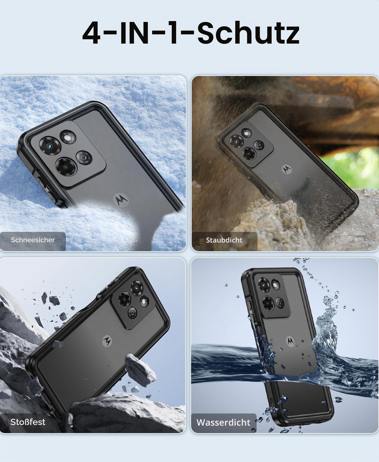 Beeasy für Motorola Moto G 5G 2025 Hülle, IP68 Wasserdicht Handyhülle Outdoor 360 Grad Schutzhülle, Stoßfest Staubdicht Wasserfest Panzerhülle Case mit Displayschutz, Schwarz