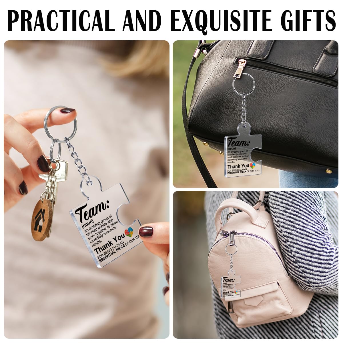 Team Appreciation Gifts for Employee Coworker Staff Bulk, Teamwork Thank You Gift Set Puzzle Piece Acrylic Keychains