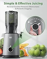 Vista 7 de Cold Press Juicer - Wide Mouth Feed Chute with Self Feeding Design - Slow Masticating Juicer for Vegetables and Fruits - Juice Extractor Machine