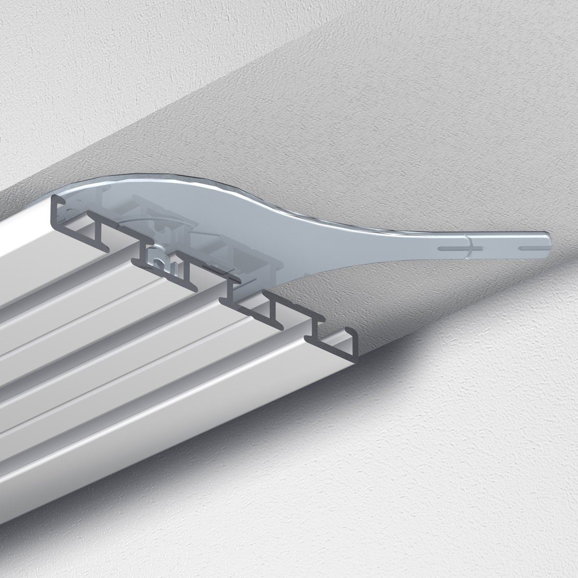 Garduna 120cm Flächenvorhangschiene Gardinenschiene Vorhangschiene, Aluminium, weiss, glatte, glänzende Oberfläche, 4-läufig oder 3-läufig (Wendeschiene, Paneelwagen optional)