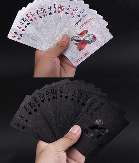 Amazon トランプ ブラック シルバー2個セット 防水 Pvc マジックトランプ 手品 クリスマスプレゼント 感謝祭 お飲み会 遊び パーティー テーブル マジック 手品 おもちゃ